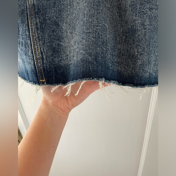 High-Waist Denim Skirt with Fringe - Picture 6 of 10